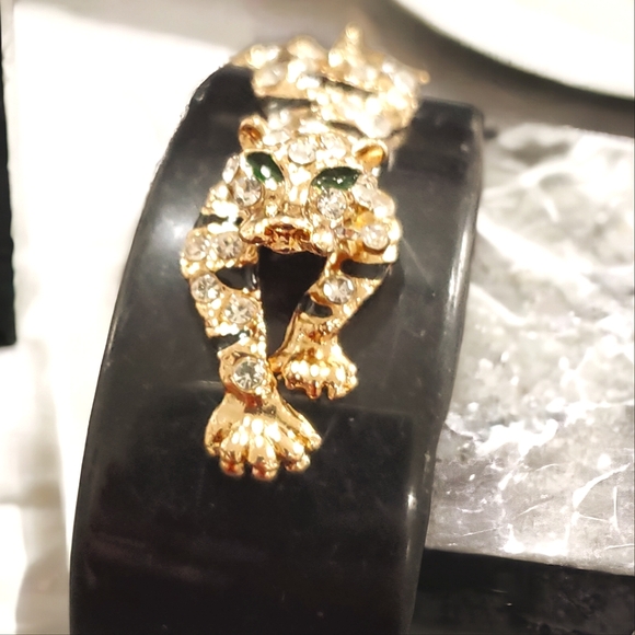 Fun Jeweled Panther Cuff Bracelet - Picture 2 of 4